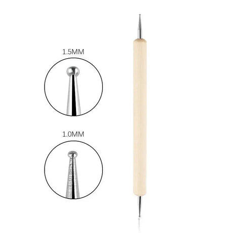Professional Dual-Use Nail Art Dotting Pen Manicure Tool for Creative Design - Swirl Wood Marbleizing Steel Rhinestones