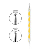 Professional Dual-Use Nail Art Dotting Pen Manicure Tool for Creative Design - Swirl Wood Marbleizing Steel Rhinestones