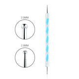 Professional Dual-Use Nail Art Dotting Pen Manicure Tool for Creative Design - Swirl Wood Marbleizing Steel Rhinestones