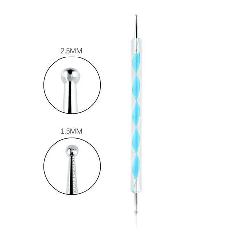 Professional Dual-Use Nail Art Dotting Pen Manicure Tool for Creative Design - Swirl Wood Marbleizing Steel Rhinestones