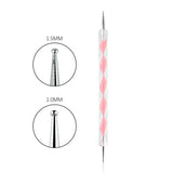 Professional Dual-Use Nail Art Dotting Pen Manicure Tool for Creative Design - Swirl Wood Marbleizing Steel Rhinestones