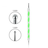 Professional Dual-Use Nail Art Dotting Pen Manicure Tool for Creative Design - Swirl Wood Marbleizing Steel Rhinestones