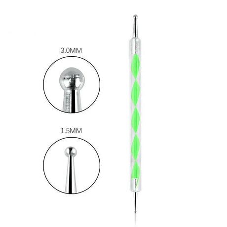 Professional Dual-Use Nail Art Dotting Pen Manicure Tool for Creative Design - Swirl Wood Marbleizing Steel Rhinestones