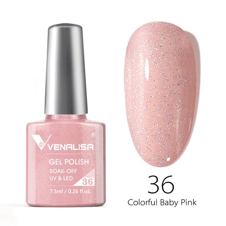 Venalisa 7.5ml Nail Gel Polish 60 Color Glitter Color Nail Varnish For Nail Art Manicure Top Coat Soak Off Enamel UV Gel Varnish