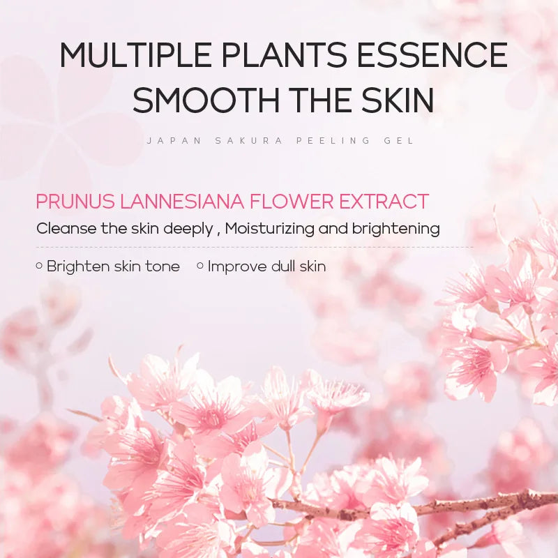 LAIKOU Exfoliating Face Scrub Peeling Gel Moisturizing Whitening Sakura Japan Remove Blackhead Acne Detoxifies & Clean All Skin