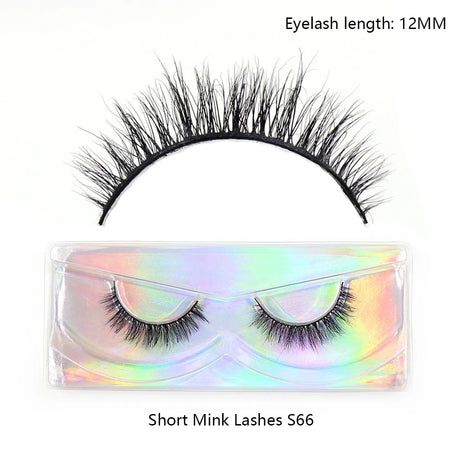 LEHUAMAO 12mm-15mm Short Natural 3D Mink Lashes Fluffy Wispy False Eyelashes 100% Cruelty Free Eyelash Extensio Face Makeup
