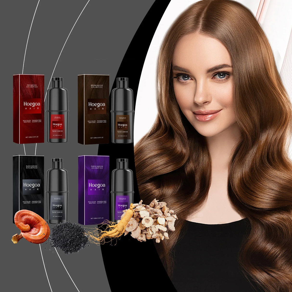 Herbal Hair Dye Shampoo Nourishing Repair Scalp Long Lasting Black Brown Red Puple Color Hair Color Shampoo Home Use Women Men