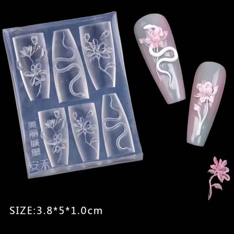 1 Pc Snake Pattern Silicone Nail Mold 3D Stereoscopic Nails Art Decorations DIY Manicure Tool Nail Template Mold