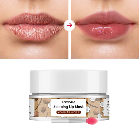 ENVISHA Coconut Lip Sleep Mask Night Sleeping Maintenance Moisturizing Fade Lines Nourishing Balm Skin Care Beauty Health 20g