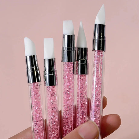 1/5pcs Double Head Silicone Nail Art Dotting Pen Rhinestone Gem Picker Wax Pencil Nail Dotting Tools Polishing Drawing Nail Tool