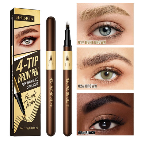 Four-Pronged Eyebrow Pencil, Four-End, Long-Lasting, Non-Smudged, Water-Resistant, Anti-Smudged Eyebrow Pencil