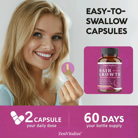 Hair Growth Vitamins for Women and Men - with Biotin & Saw Palmetto, Naturally Regrow Stronger & Healthier Hair, Skin and Nails