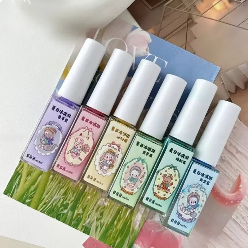 6ml Nail Art 6 Colors  Summer Ice Cream Nail Dye Solution Creative Nail Pattern DIY Design Dye Solution Women Nail Decoration