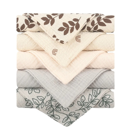 5pcs Baby Saliva Soft Absorbent Gauze Cotton Burp Cloth Kindergarten Handkerchief Newborn Washcloth Nursing Towel