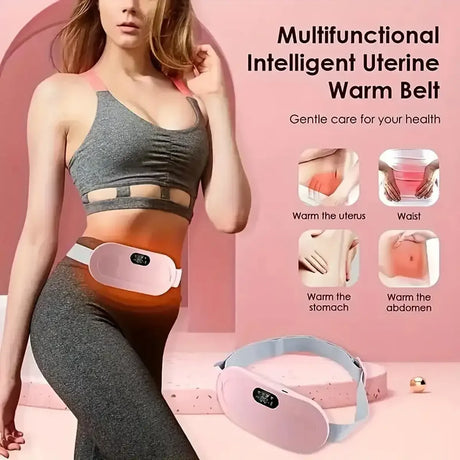 Portable Wireless Heating Pad, Menstrual Heating Pad, Back Heating Pad, With 3-Speed Temperature Adjustment And 4-Speed Massage Modes, Portable Electric Heater Quickly Provides Heating Effect For Women And Girls' Abdomen, Sui