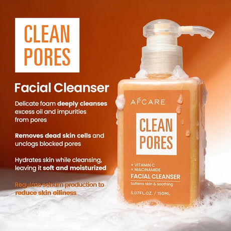 150ml Natural Vitamin C Face Wash Deep Cleansing Dissolves Grease Brightens Skin Hyaluronic Acid Compatible Gentle Facial Cleane