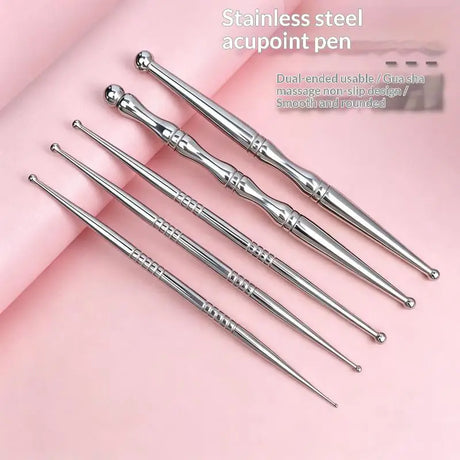 New Acupuncture Stick Double Head Face Massage Tool, Stainless Steel Acupressure Pen, Ear & Body Acupoint Probe For Muscle Relie
