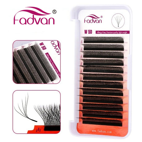 FADVAN M/L/L+/C/D Curl 3D/4D/5D W Shape Eyelash Extensions Waterproof Curling Natural Volume Lashes Soft Black False Eyelashes