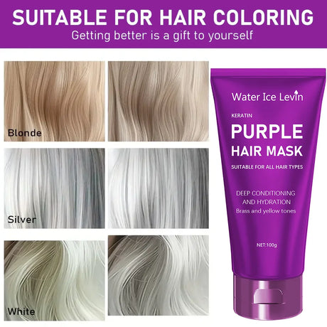 Purple Hair Mask - For blonde, platinum, bleached, silver, gray, ash, and brass-toned hair - Removes yellow tones and conditions dry, damaged hair - Cruelty-free and vegan