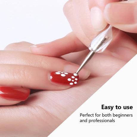 Professional Dual-Use Nail Art Dotting Pen Manicure Tool for Creative Design - Swirl Wood Marbleizing Steel Rhinestones