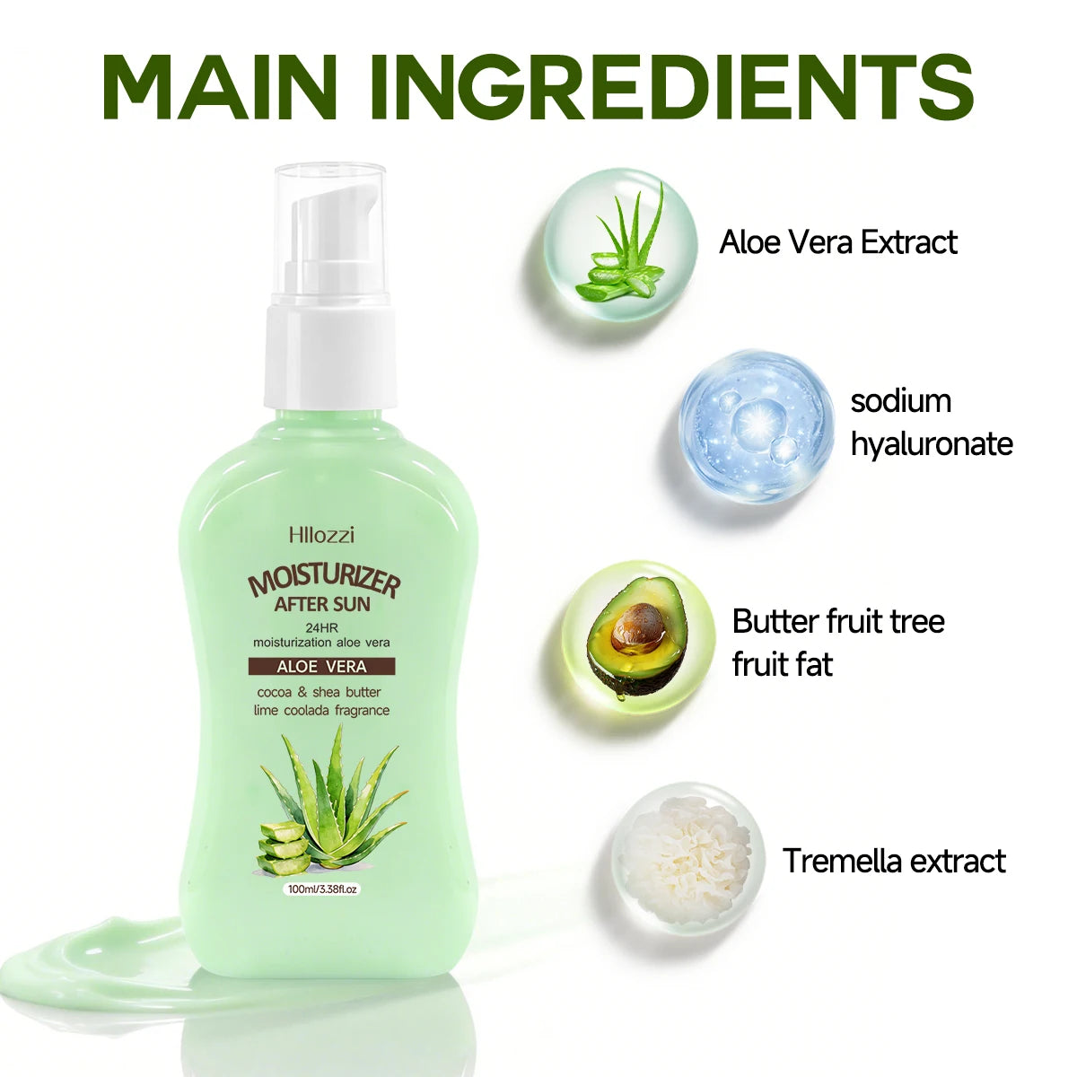 MOISTURIZER AFTER SUN ALOE VERA GEL，Quick absorption, non-greasy texture, post-sun hydration, suitable for both men and women