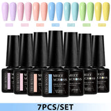 7pcs Gel Nail Polish Set HEMA Free Pink Red Glitter Semi Permanent Soak Off UV Gel Varnish Nail Art Decoration Nail Supplies DIY