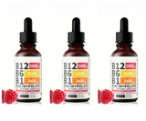 Vitamin B12 Liquid Drops 60ml Raspberry Flavor with Vitamin B6+B1 Etc Multivitamin Support Energy Recovery & Brain,Heart Health