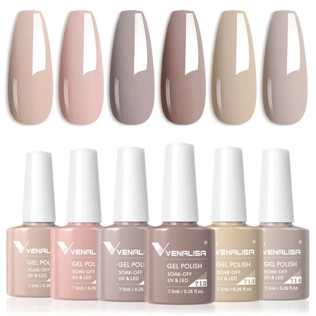 VIP5 Venalisa Nail Gel Polish Jelly Color HEMA/TPO FREE Nude Pink Semi Permanent Soak Off UVLED Gel Polish Sparkle Gel Varnish