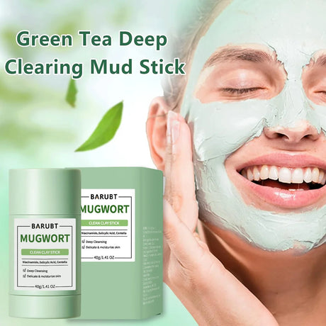 Clay Cleansing Stick - Solid Facial Mask for Blackhead Care, Pore Refining & Oil Control, Gentle Deep Cleaning Skincare Home Spa