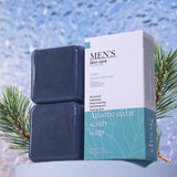 Cedrus Atlantica Scrub Soap for Men Anti-Acne Herbal Olive Oil Face Wash with Floral Pattern for Adults