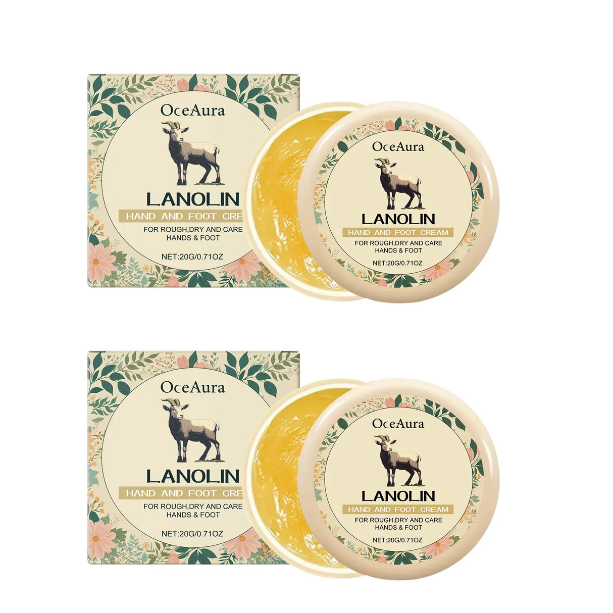 Lanolin Hand Foot Cream Deep Moisturizing Exfoliates Removes Dead Skin Softens Hands Anti-Crack Non-Greasy Hydration Cream