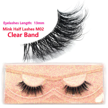 Half Lashes Short Mink Eyelashes Fluffy Soft False Eyelashes Wispy Cross Strip Eye Lashes Natural Mink Eyelash Extension Makeup