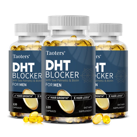 DHT Blocker Hair Growth Supplement with Saw Palmetto, Support Thicker Hair Reduce Thinning & Breakage, Boost Scalp Health