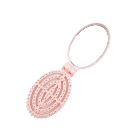 2-in-1 Foldable Comb Mirror Mini Portable Scalp Massage Comb Perfect for Travel Outgoing Use Easy to Carry Ideal Gifts