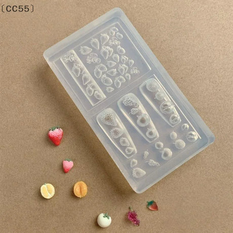 〔CC55〕3D Fruit Silicone Nail Mold Sweet Flower Petals Fairy Nails Templates DIY Nail Art Decor Manicure Template For Nail Charms