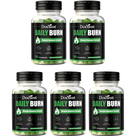 Docteat Daily Burn Gummies, Weight Balance, Metabolic Support, Digestive Comfort, Antioxidant, Energy & Vitality - 60 Count