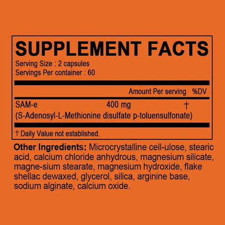 Sam-E 400mg Joint Supplement - Supports Joint Health, Brain Function, Improves Mood, Boosts Energy Levels, Relieves Stress