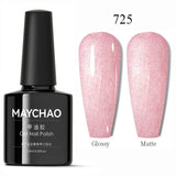 MAYCHAO Glitter Gel Nail Polish 7.3ml Semi-permanent Sequins Shiny Gel Base Top Coat Soak Off UV LED Varnish Nail Art Decoration