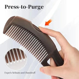 Dandruff Comb Self-cleaning, Scalp Care Massage Energy Comb, Plastic Wide Hollow Tooth Button Comb for Scalp Exfoliation with