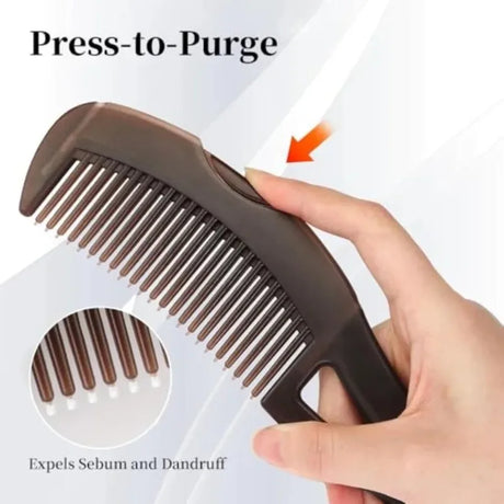 Dandruff Comb Self-cleaning, Scalp Care Massage Energy Comb, Plastic Wide Hollow Tooth Button Comb for Scalp Exfoliation with
