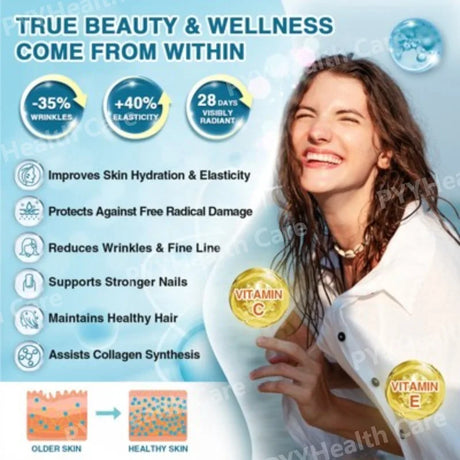 Marine Collagen Peptides Powder - Type I III Collagen with Probiotics, Vitamin C & Hyaluronic- Unflavored - 12.35oz/35 Servings