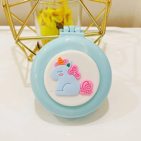 Baby Girls Kawaii Cute Cartoon Animal Folding Massage Comb with Makeup Mirror for Children Travel Portable Plastic Hair Brush