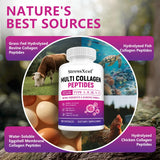 Multi Collagen Peptides Capsules, Type I II III V X, Biotin, Anti-Aging Skin, Hair, Nails, Joints, Gut & Immunity Support