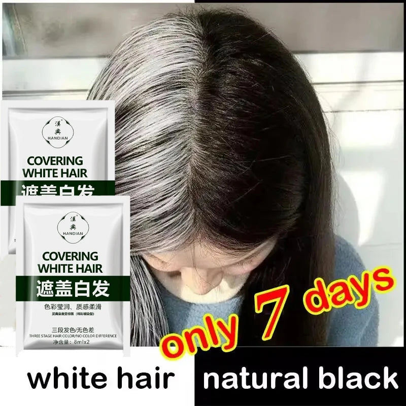 Herbal Anti-grey Treatment Hair Dye Shampoo White To Black Permanent Repair Natural Color Nourish Scalp Hair Care Products