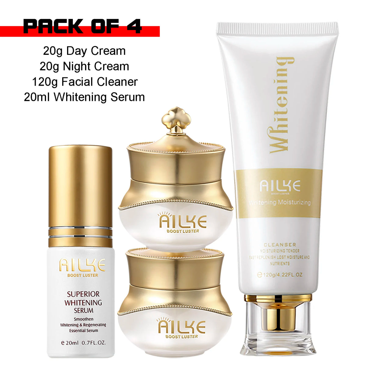 AILKE Whitening Anti-wrinkle Freckle Face Cream With Collagen Hyaluronic Acid Rose Skin Care Women Korean Facial Moisturizer Set