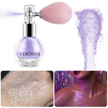 Highlighter Powder Spray Longwear sparkle fairy powder High Gloss Glitter Spray Body Bronzer For Face Body Makeup Cosmetics