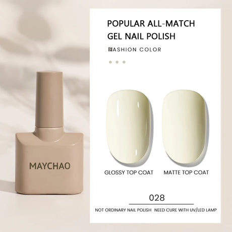MAYCHAO Gel Nail Polish 12ML Full Coverage Base Top Coat Soak Off Gel Polish UV LED Gel Semi Permanent Varnishes Design Nail Art