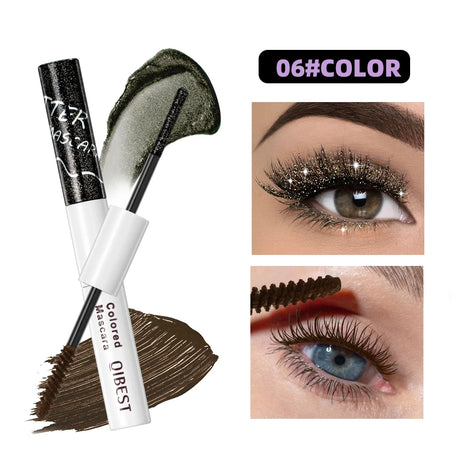 2 in 1 Matte Pink Mascara Eyelashes Blue Green Red Colorful Waterproof Curling Diamond Glitter Mascara Lasting Eye Makeup Tools