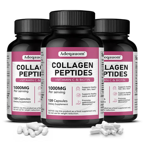 Multi Collagen Peptides Capsules with Vitamin C, Biotin, Support Skin Hair Nail Joint Bone Digestion & Intestinal Wellness