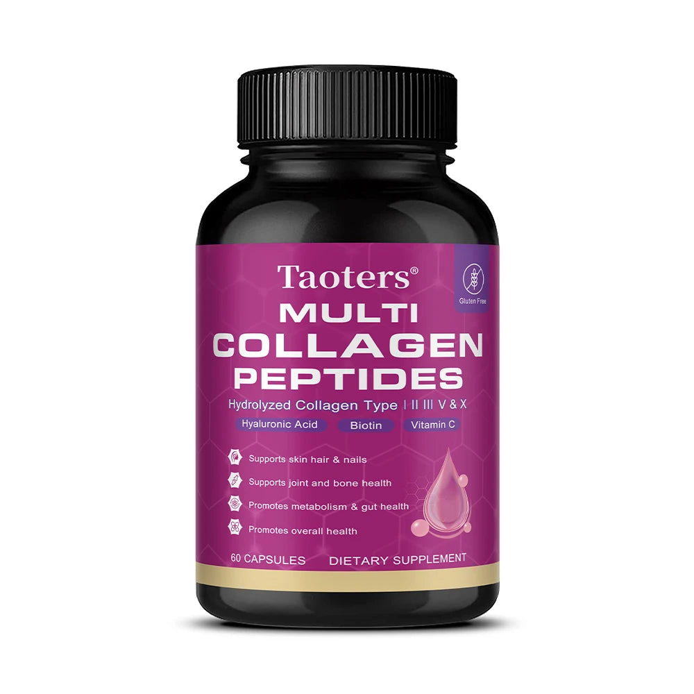 Multi Collagen Capsules, Type I/II/III/V/X Hydrolyzed Collagen Peptides, Support Skin Hair Nail, Joint & Gut Digestion Health